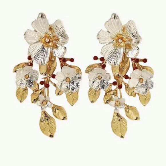Flower statement earrings A162 - Picture 1 of 4